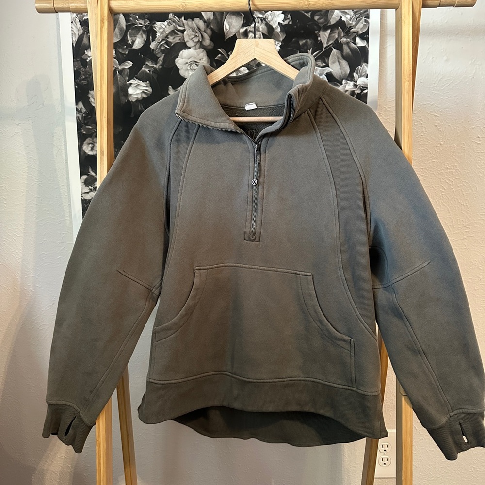 lululemon Olive Green Half-Zip Scuba Sweatshirt (size M/L)